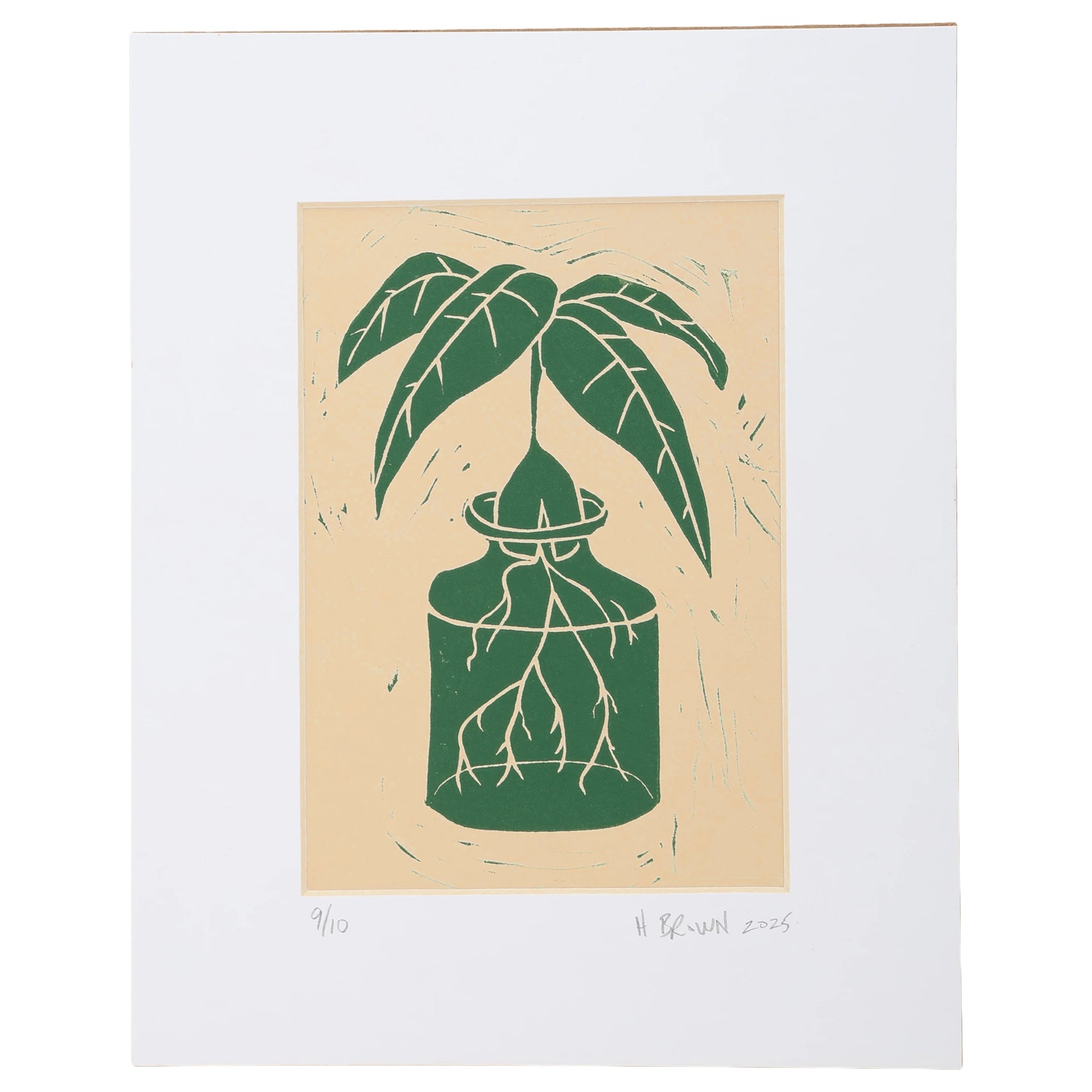 LINO CUT, AVOCADO SPROUT-GREEN