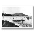 KANE ON CANOE  1890S WAIKIKI BEACH HAWAII