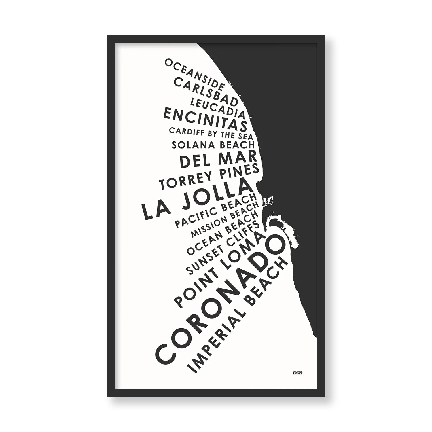 SAN DIEGO BEACH TOWNS PRINT