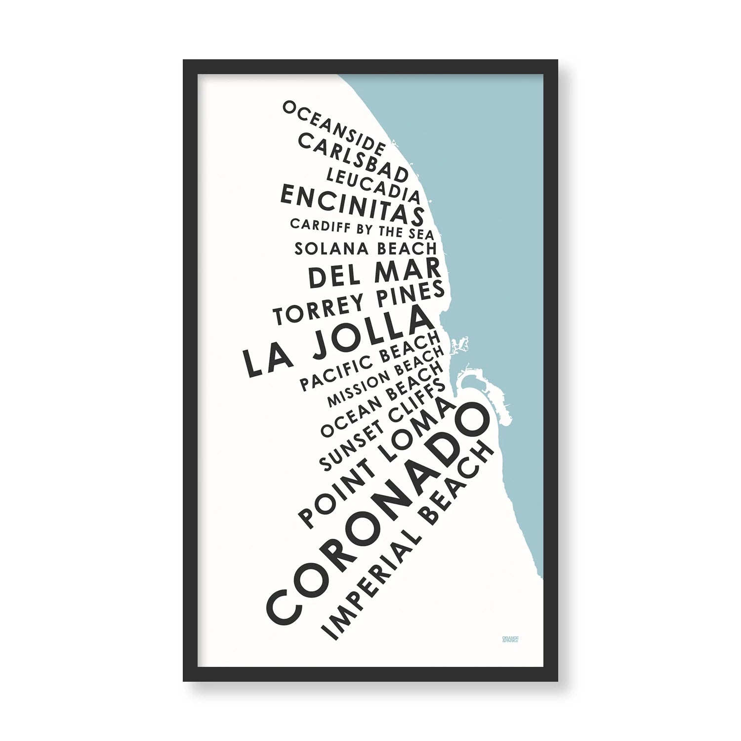 SAN DIEGO BEACH TOWNS PRINT