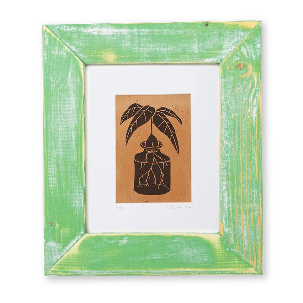 LINO CUT, AVOCADO SPROUT-BROWN