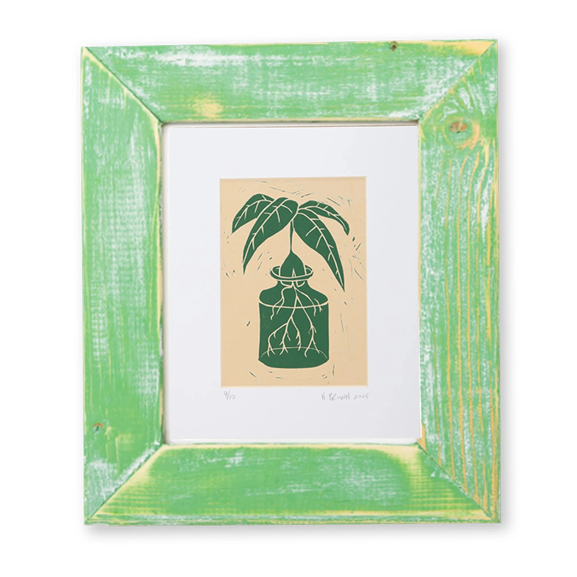 LINO CUT, AVOCADO SPROUT-GREEN