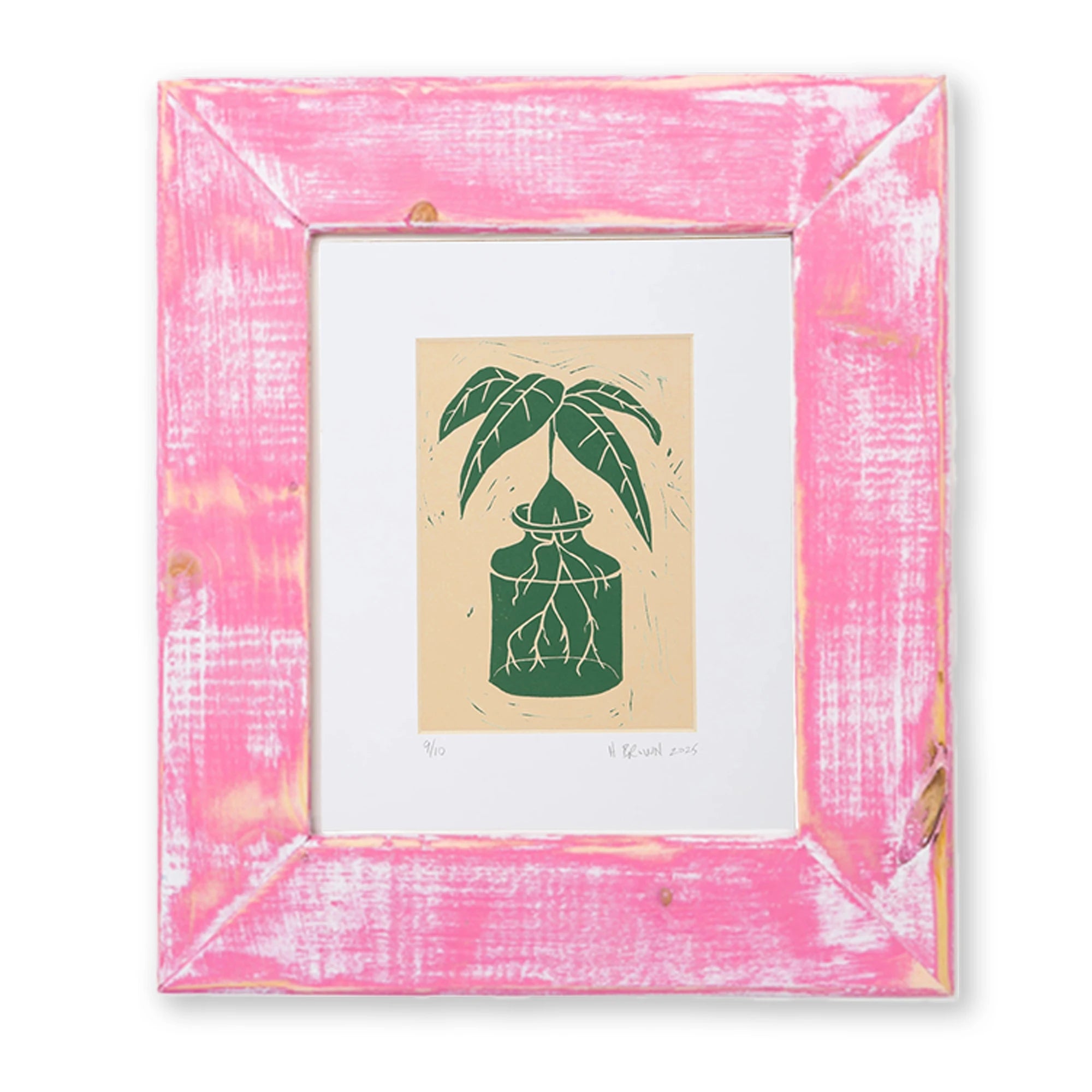 LINO CUT, AVOCADO SPROUT-GREEN